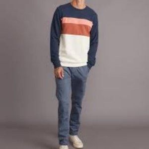 Marine Layer Jordon Crew Sweatshirt Blue Iris Natural Medium